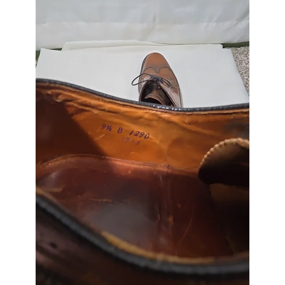 Mems 9.5 B  Brown Leather Longwings Oxford Shoes Dress Shoes Vintage